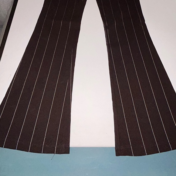 Y2K Brown Flare Leg Pants White Stripes Medium - Picture 5 of 13